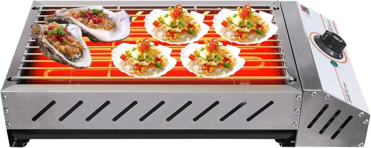 Draagbare elektrische tafelgrill 54,2 x 28 x 12 cm - Rookloos en non-stick voor binnen en buiten