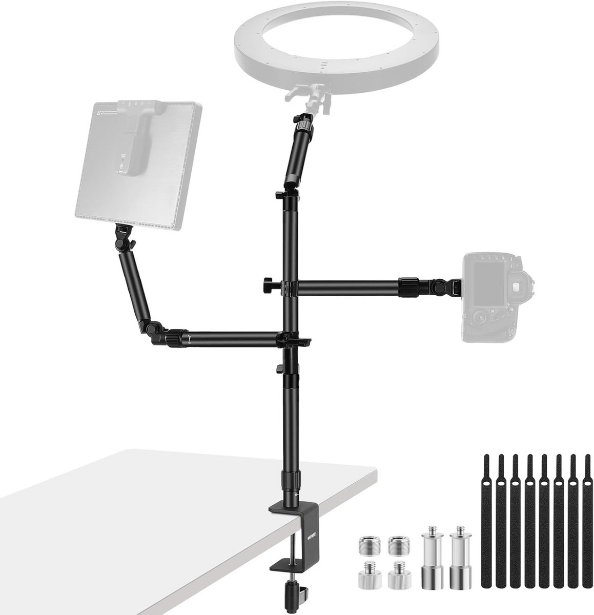 Overhead Camera Bureau Mount Rig Stand met 2 Boom Armen voor Fotografie Apparaten