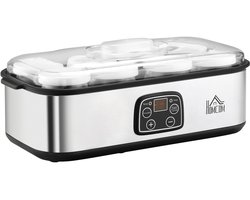 Jurrys Yoghurtmaker - Yoghurt Machine - Yoghurt apparaat - 8 Potten - Zelfgemaakte Yoghurt - BPA vrij - Timerfunctie - Zilver