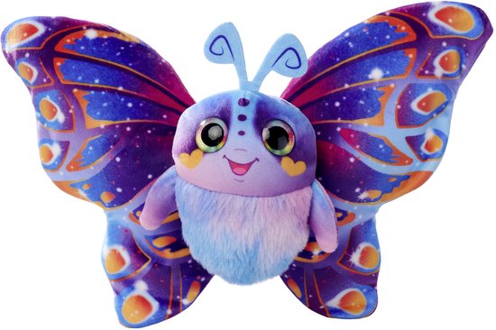 Simba Fluffyfly knuffel - Magische opblaasvlinder met regenboogogen - 30cm spanwijdte