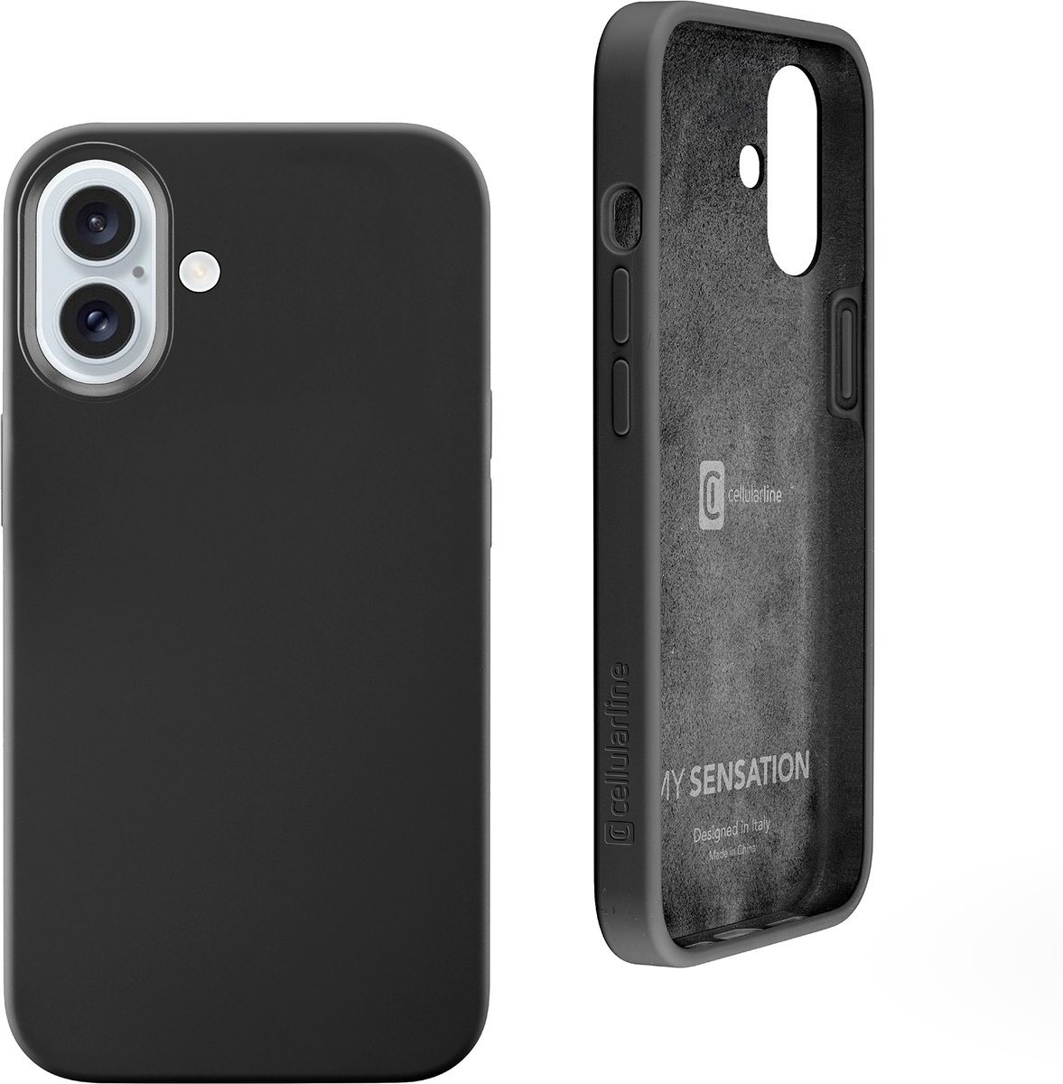 Cellularline Sensation Case Backcover Apple iPhone 16 Zwart Stootbestendig