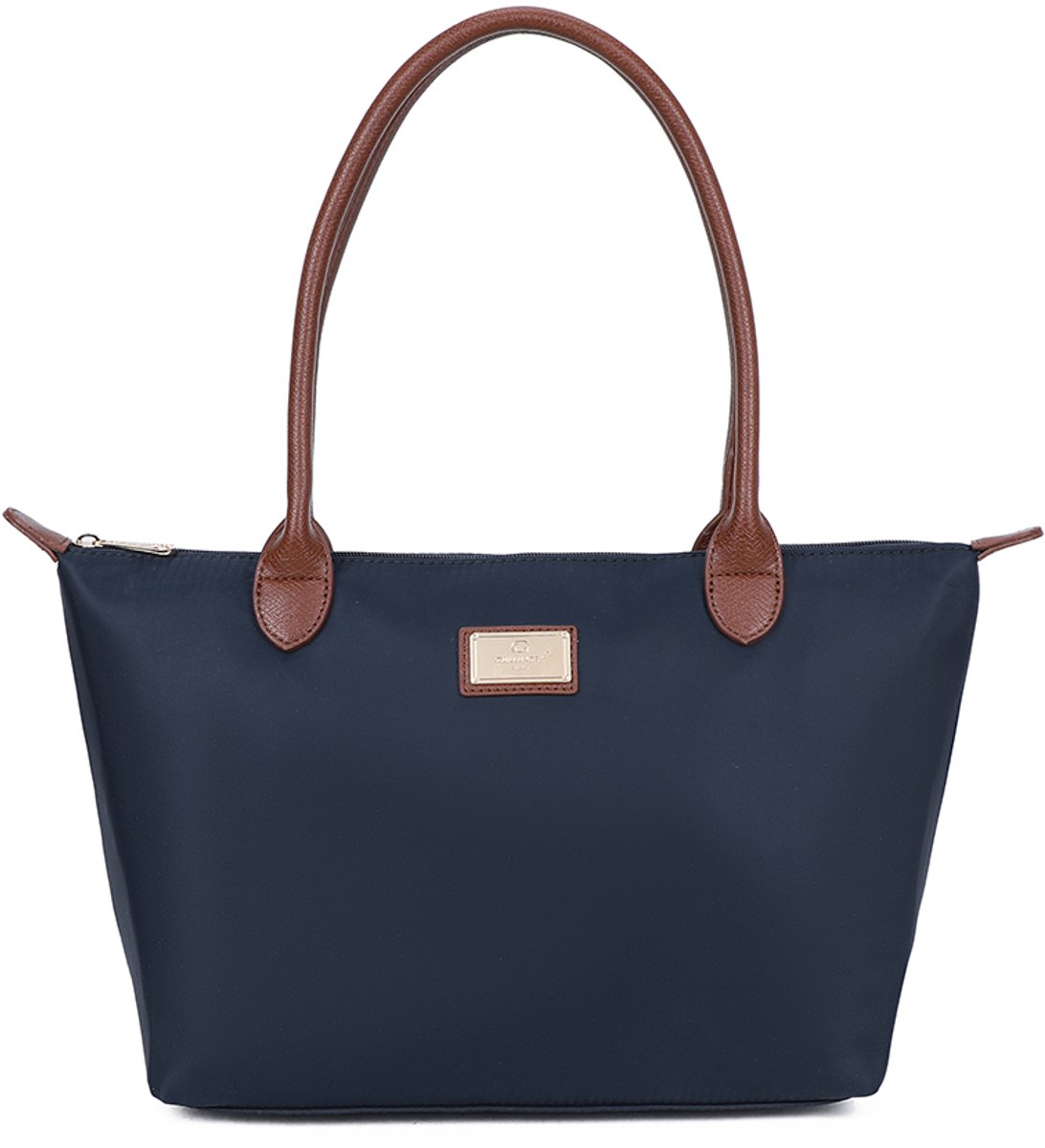 Gallantry® Dames Schoudertas – Elegante Handtas met Rits – Shopper Tas met Bruine Handvatten – Grote Dames Tas voor Werk, Laptop & Dagelijks Gebruik - D. Blauw
