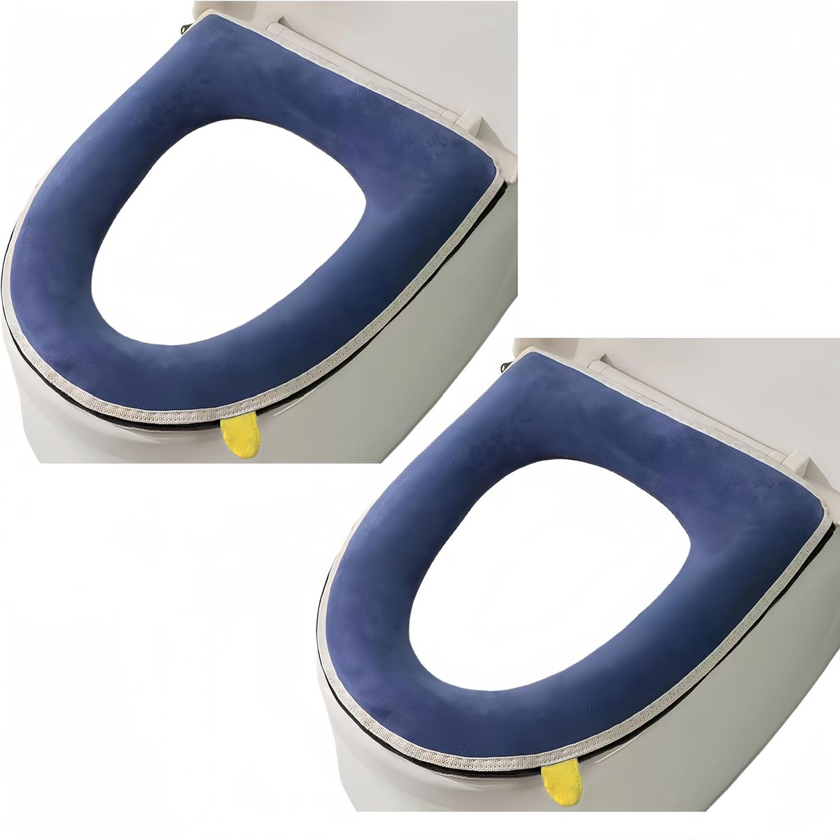 2 Stuks Dikkere Badkamer Zachte WC-Stoelhoes met Handvat - Wasbaar en Geschikt voor Ovale Toiletstoelen (Grijs)
