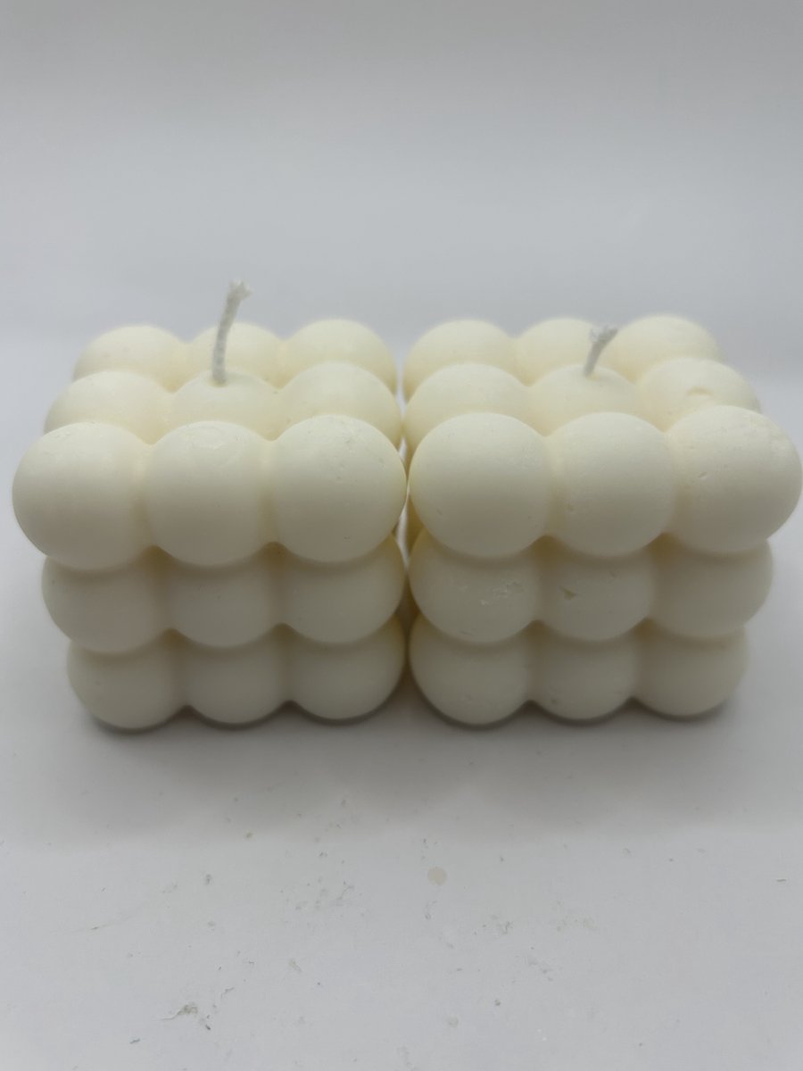 Handgemaakte Bubbelkaarsen 2 stuks - Wit - Duurzaam - Lovely Elegance