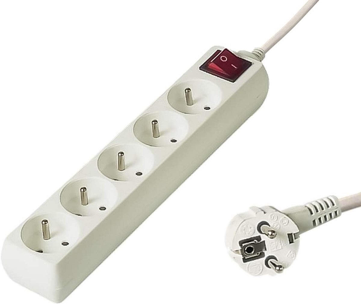 Verlengkabel 250V met 5 stopcontacten - 2 meter