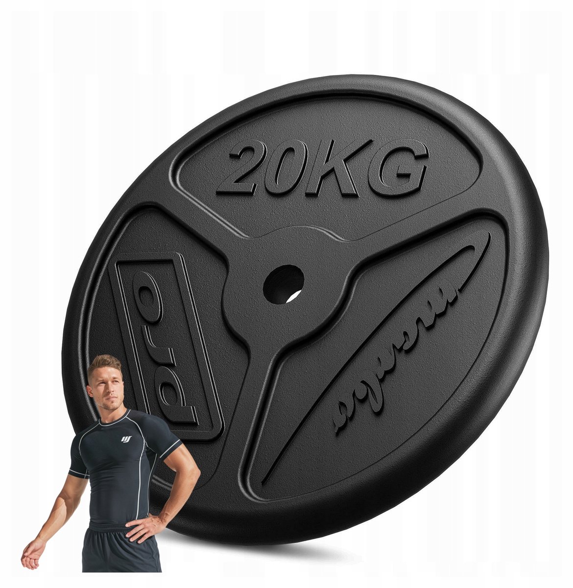 Marbo Sport - Halterschijf - Weight Plate slim - 20 kg - Gietijzer - Boring 31 mm - Voor krachttraining en thuisgym en Home Gym - Zwart