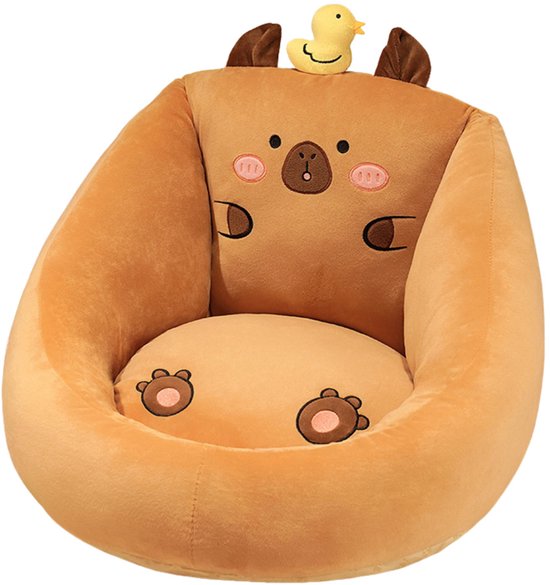 Fauteuil Enfant - Chaise Enfant Douce Avec Canard - Siège Bébé & Tout-Petit - Capybara Peluche - Fauteuil Pour Chambre Enfant - 50x45 cm - Marron