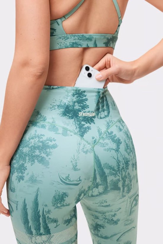 STRONGER - printed one legging - Lange trainingslegging dames - Groen — afbeelding 2
