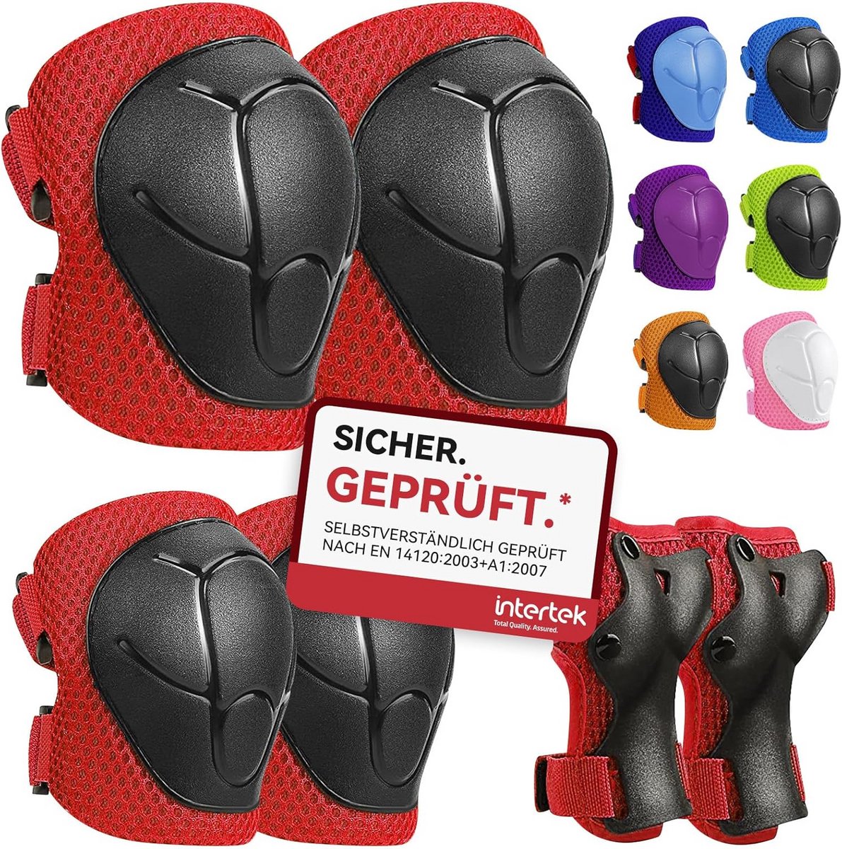 Set van 6 Beschermers voor Kinderen - Knie- en Elleboogbeschermers voor Skaten en Scooteren - Verstelbare Inline Beschermingsuitrusting