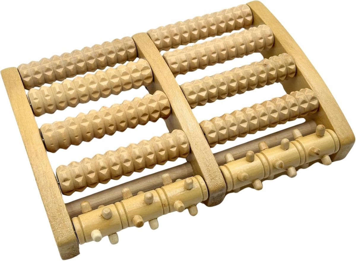 Houten Voetenmassagerol met Acupressuur en Reflexologie