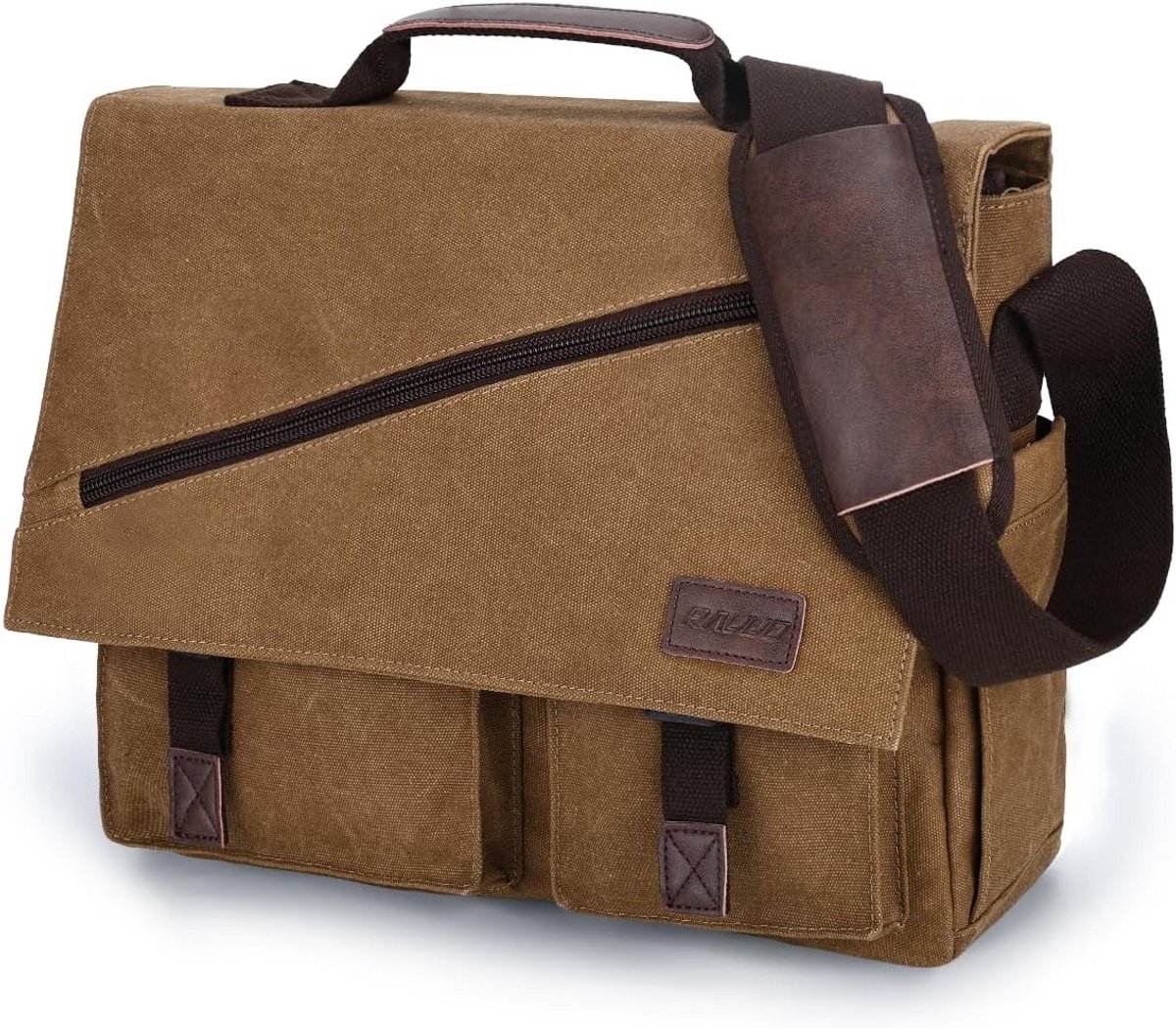 Waterbestendige Canvas Riemzak voor Laptop tot 17 Inch - Draagbare Schoudertas voor Zaken