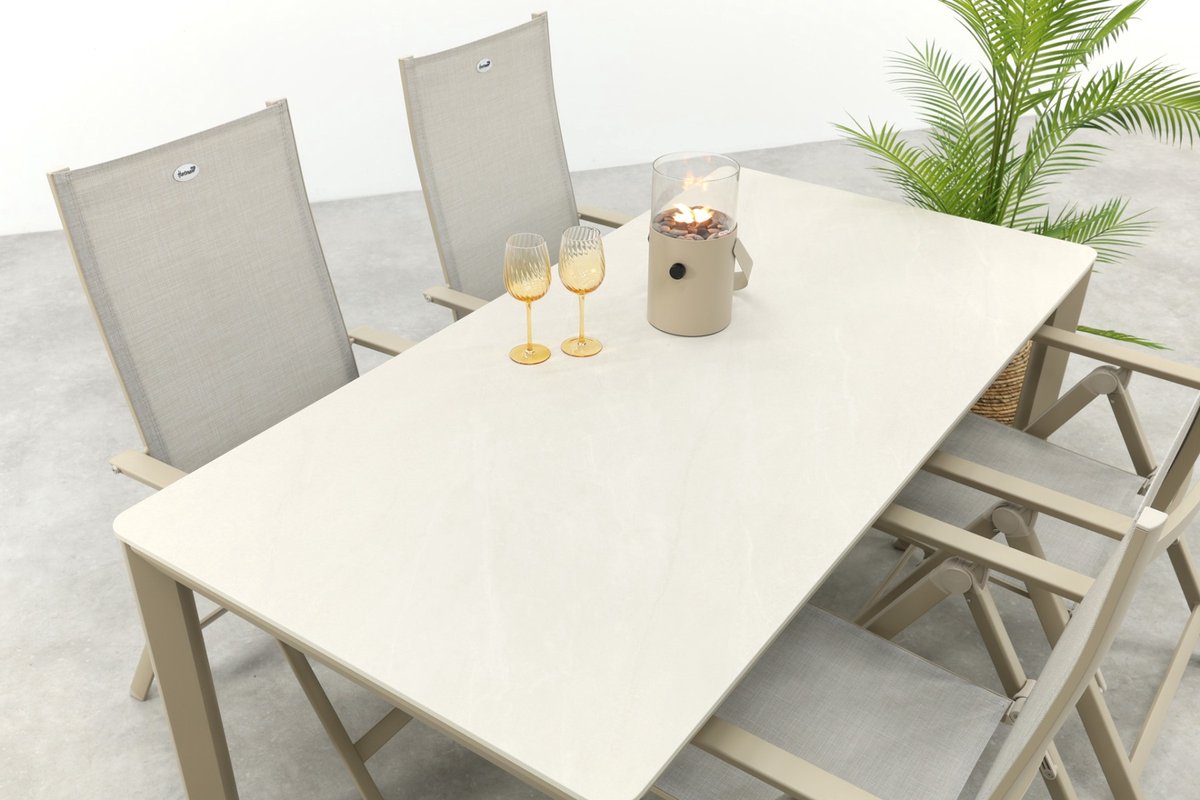 Hartman Napoli/Kyra verstelbare tuinset voor 4 personen 180x90 cm. - Latte – foto 3