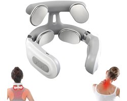 Nekmassageapparaat - Nekmassage met 4 koppen, 6 vibratiestanden en 15 intensiteitsniveaus, bevordert spierontspanning, ideaal als cadeau voor vrouwen en mannen.