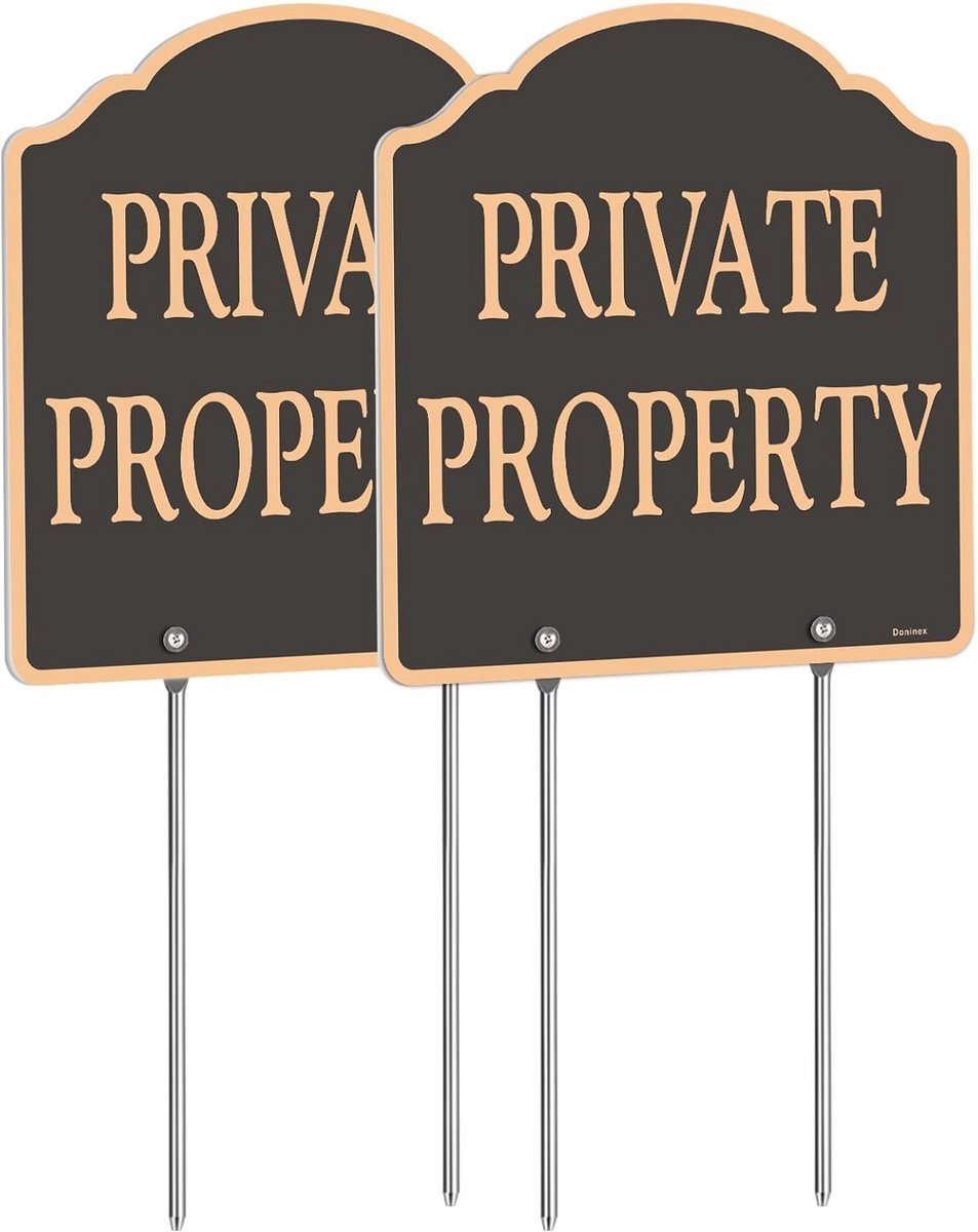 30x30 cm Privé Eigendom Borden met Metalen Palen, Weerbestendig Aluminium Set van 2