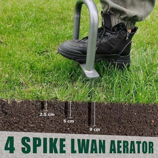 Handmatige Gazonbeluchter met 4 Spikes - Hoogte Verstelbare Grasbeluchter van Merkloos	 — afbeelding 2