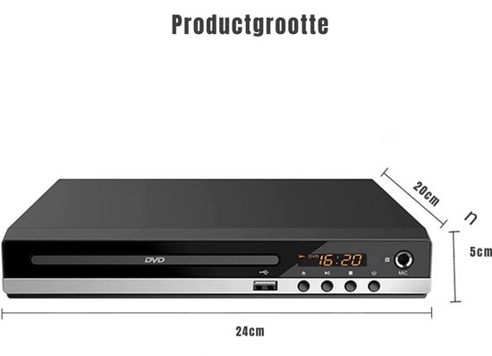 Nexvo® DVD Speler met HDMI - DVD Speler - Mini DVD Speler - 1080P Full HD - met Toebehoren - Zwart - ‎23cm x 5cm x 19cm — afbeelding 5