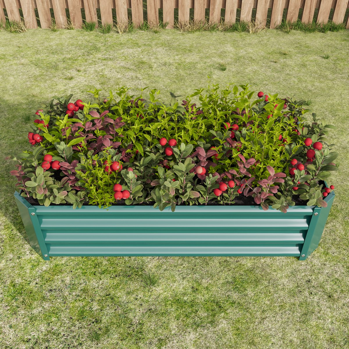 REDOM - Metalen Verhoogde Moestuinbak - Open Onderkant - Verzinkt Staal - Groen - 120 X 61 X 30 Cm
