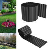 Froadp 5 stuks Flexibele Verzinkte Metaalen Gazonrand 5m (15cm hoog) - Golfvormige Perkbegrenzing - Zwart