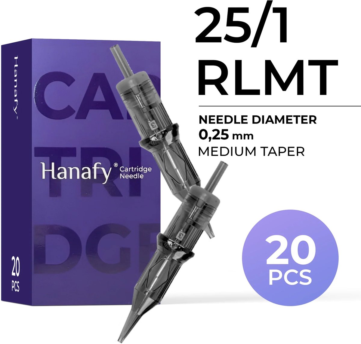 Hanafy PMU Cartridge 25/1 RLMT – 0.25 mm Round Liner (20 pcs)