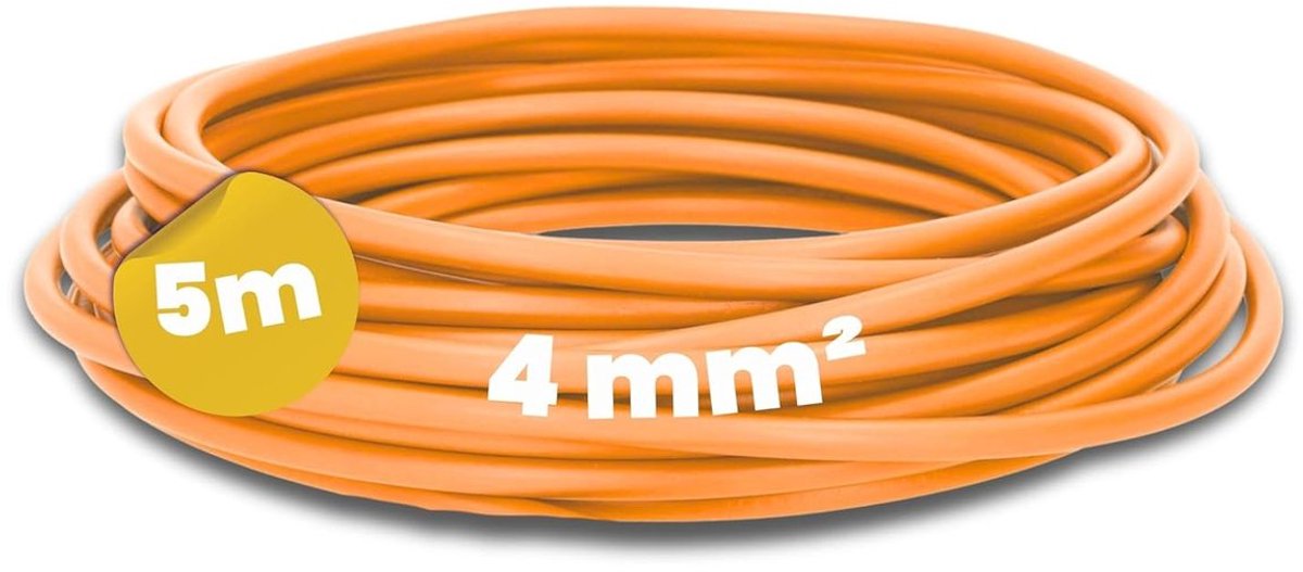 Kalitec 5 meter H07V-K 4 mm² oranje bedradingskabel | Flexibele enkeladerige kabel | 4 mm² gevlochten draad | Fijnaderige bedrading | Enkeladerige kabel | Enkeladerige kabel voor schakelkasten | Schakelkabel