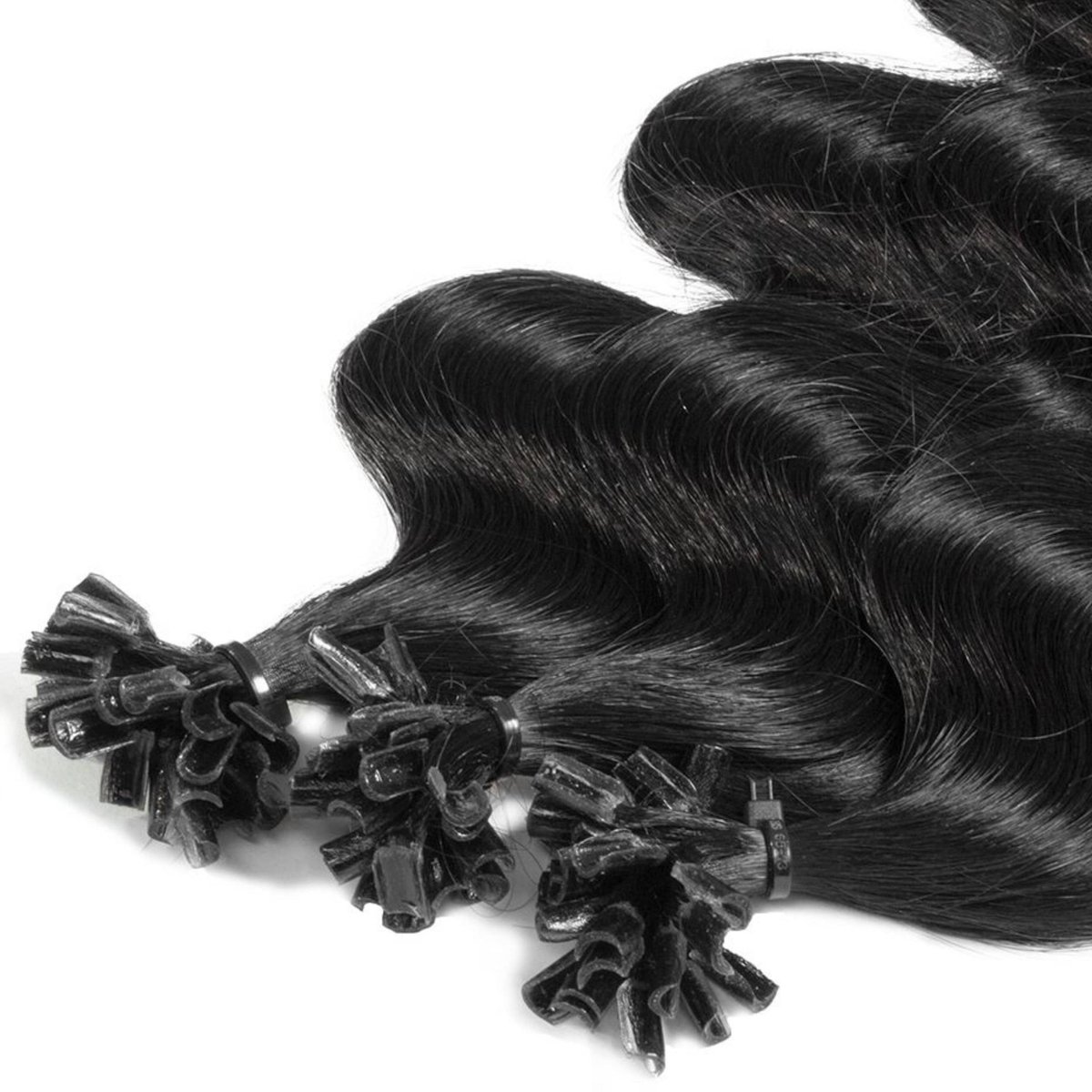 hair2heart Premium Extensions Echt haar Bondings Gegolfd - 25 strengen 0,8 g 40 cm 4/0 middenbruin