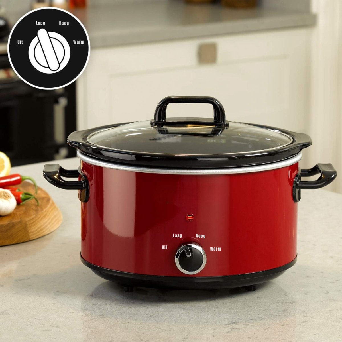 RWB® Crockpot Multicoocker - Crockpot - Multicoocker - Rood - 30 x 22 x 31 cm – foto 5