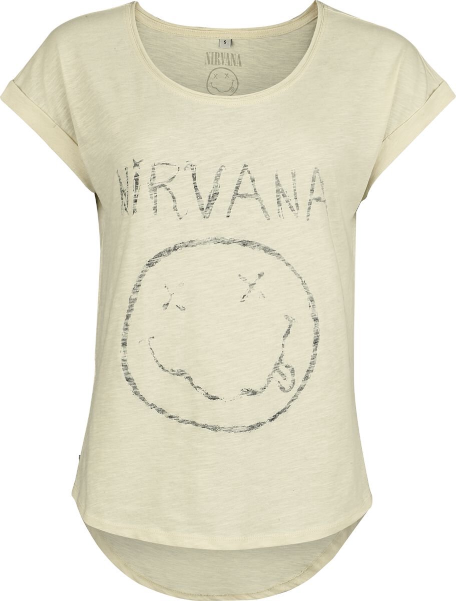 Nirvana Smiley Dames T-shirt - zand - L