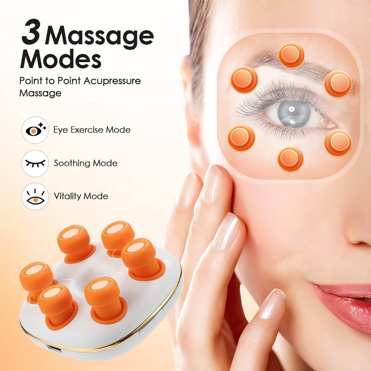 Zouma Nano-Stoom Oogmassager Draagbaar met 3 Vibratiestanden - afbeelding 3