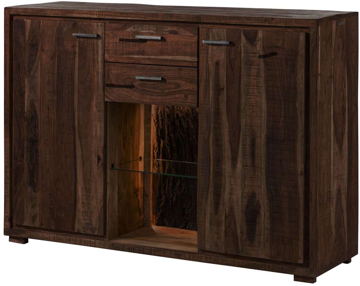 MASSIVMOEBEL24.DE highboard BARK #214 donkerbruin 145 x 101 x 40 cm