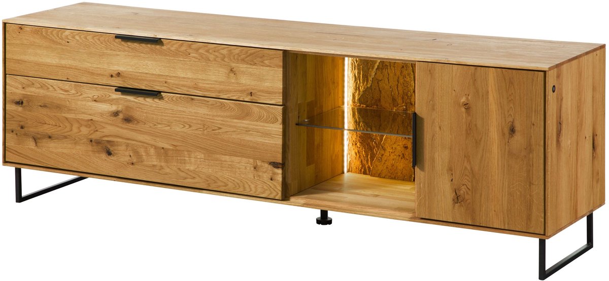MASSIVMOEBEL24.DE wilde eik lage kast blank massief hout 180x43x59 cm geolied deels gemonteerd LINDAU volledig massief #25