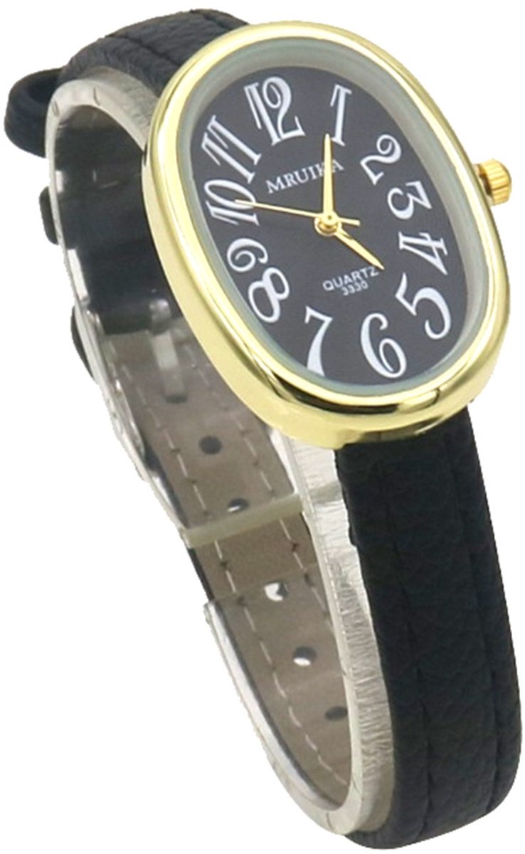 Horloge - quartz - PU band - zwart - 36x22 mm