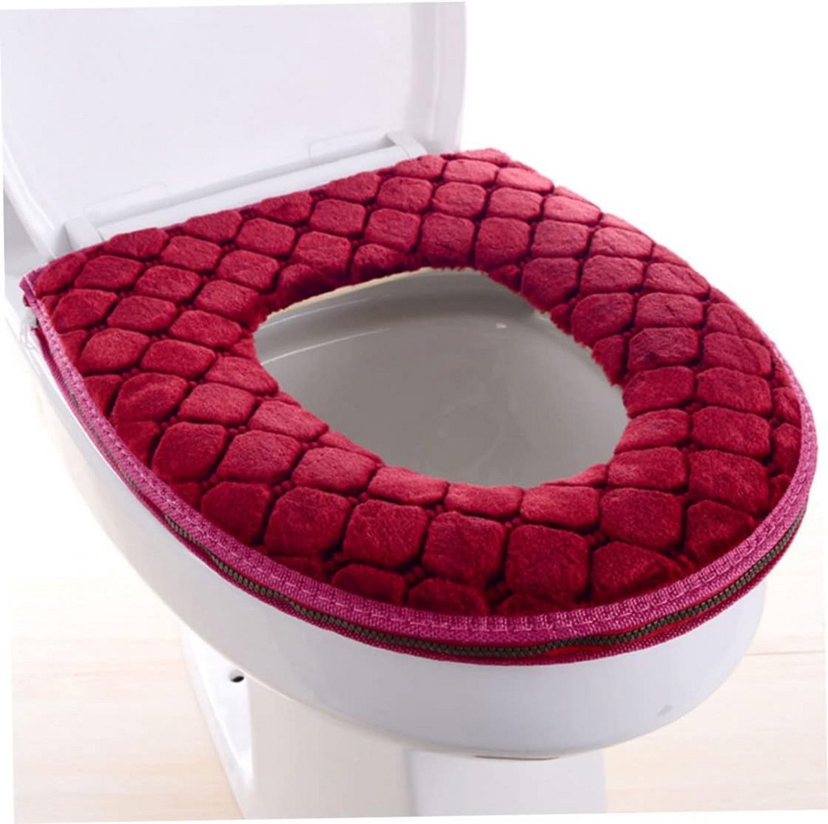 Zachte toiletstoelhoes met rits - Wasbare en verwarmende wc-stoelkussen voor badkamer