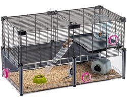Nexvo® Hamsterkooi - Knaagdierkooi - Kooi - Zwart - ‎73cm x 38cm x 42 cm