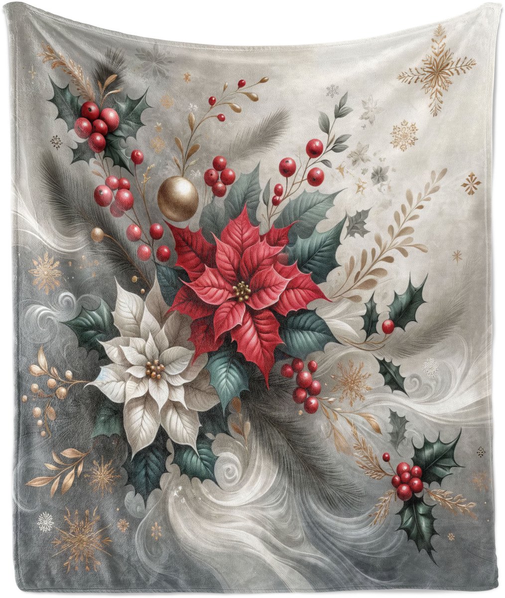 New Bed Kerstmis Kerstster en kerstbes Zachte Flanellen Fleece Deken, 230 cm x 175 cm