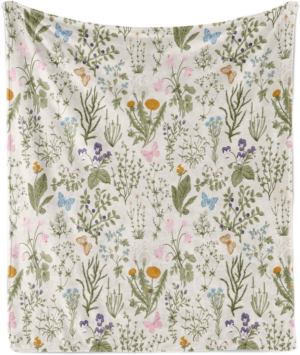 New Bed Bloemmotief Vintage tuinplanten Zachte Flanellen Fleece Deken, 152 cm x 127 cm