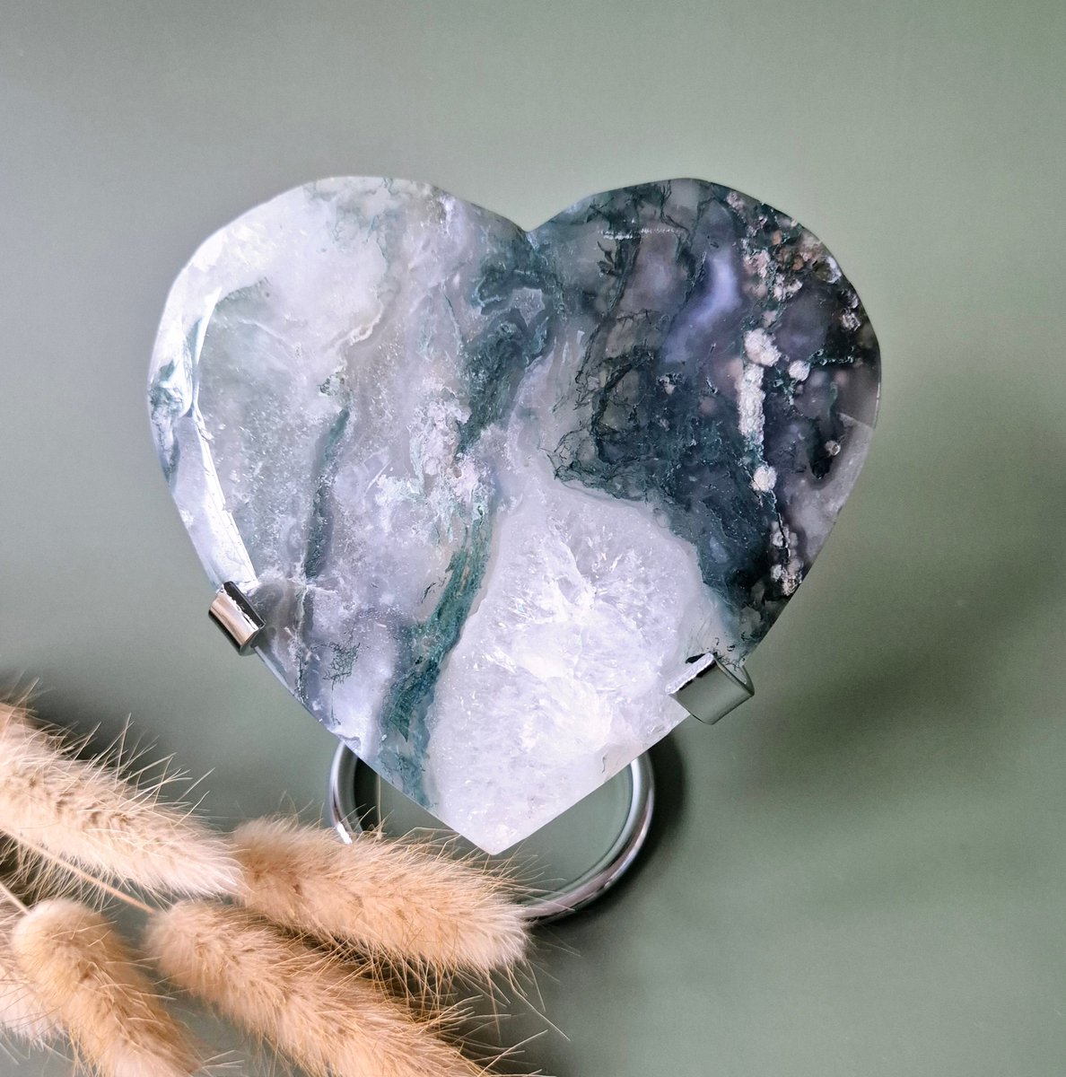 Druzy Mosagaat Hart op Metalen Standaard – Perfect voor Valentijn #11 295gram