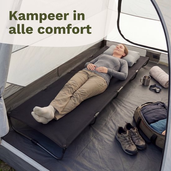 TRVLMORE Veldbed Opvouwbaar - 120KG Draagvermogen - Campingbed Incl. draagtas - Stretcher 1 Persoons - Stalen Frame - 193x66x15 cm - Zwart van Merkloos — afbeelding 4