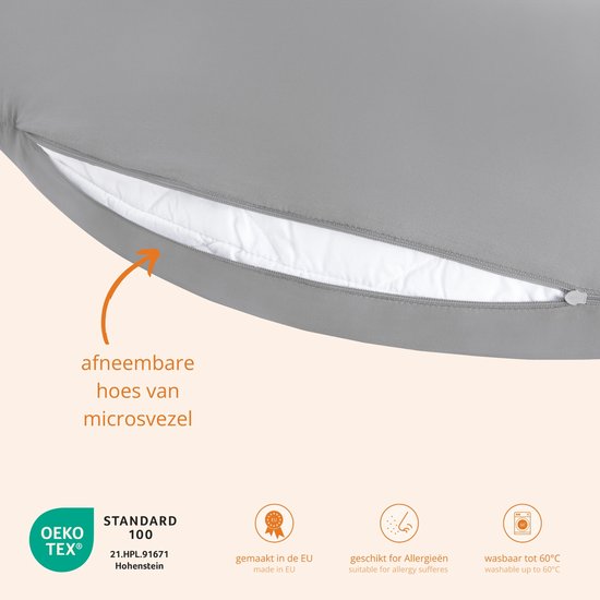 sleepling voedingskussen 40 x 190 cm, zwangerschapskussen lang, positioneringskussen, 100% microvezel, wasbaar op 60 graden, Ökotex, grijs van Merkloos — afbeelding 4