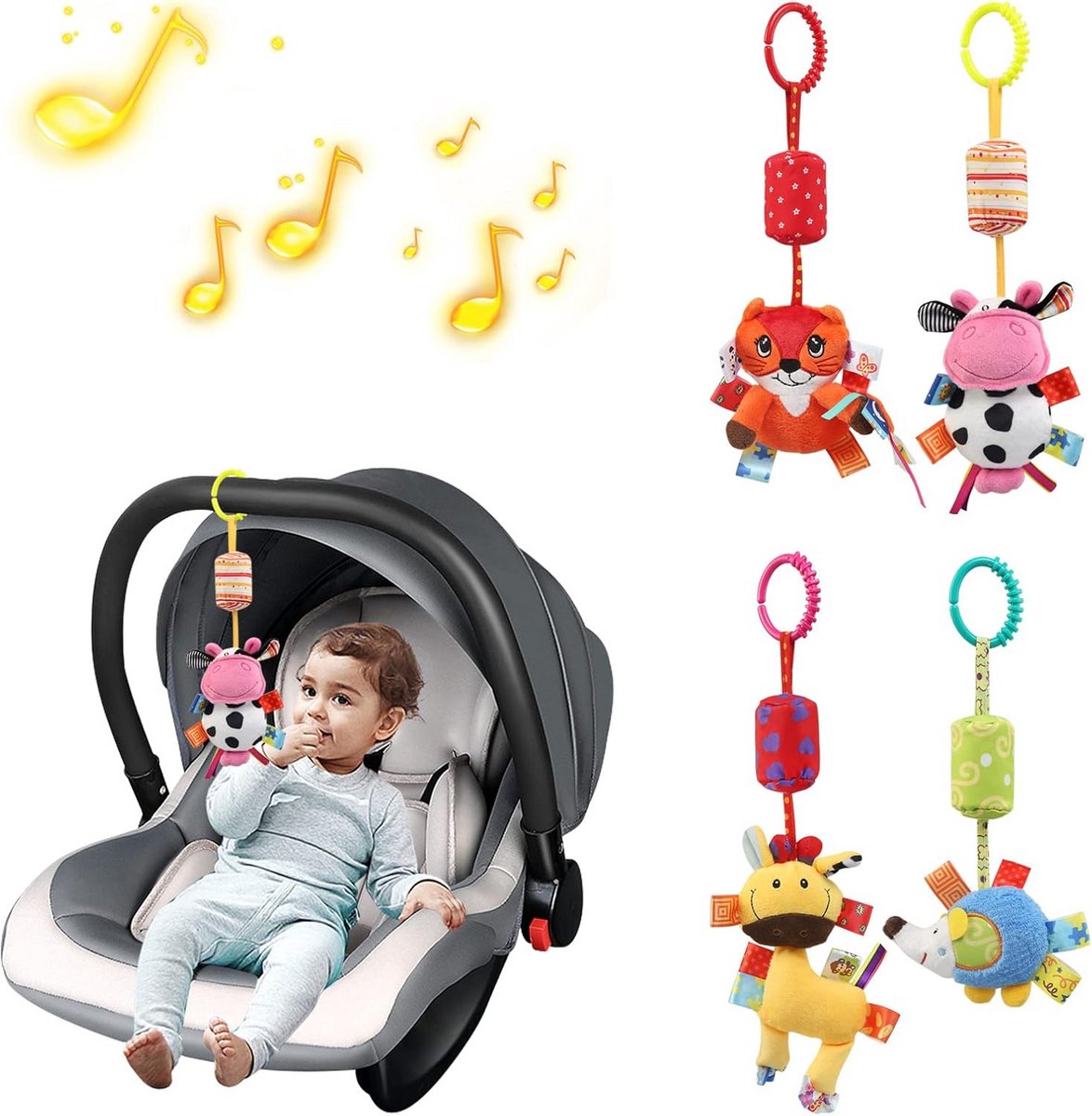 Hangend Baby Speelgoed Set - Pluche Rammelaars en Educatief Speelgoed voor Kinderwagens