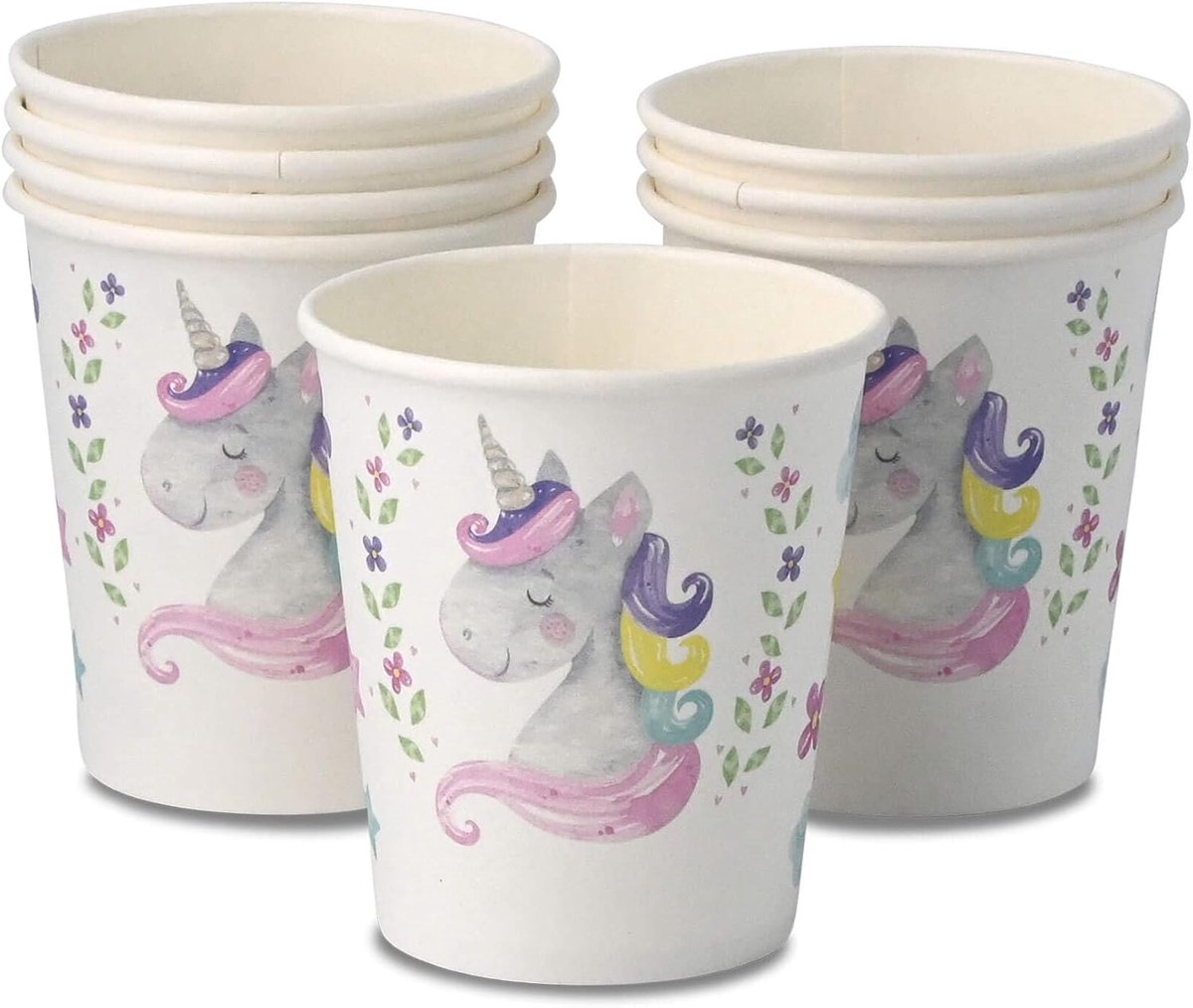 8 Papieren Bekers 200ml - Eenhoorn Thema - Feestservies