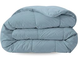 Zelesta Pure Uni Sereen Blauw 240x200cm - Katoenen dekbed zonder overtrek - Wasbaar dekbed - Hoesloos dekbed - 2 in 1 Dekbed met vaste overtrek