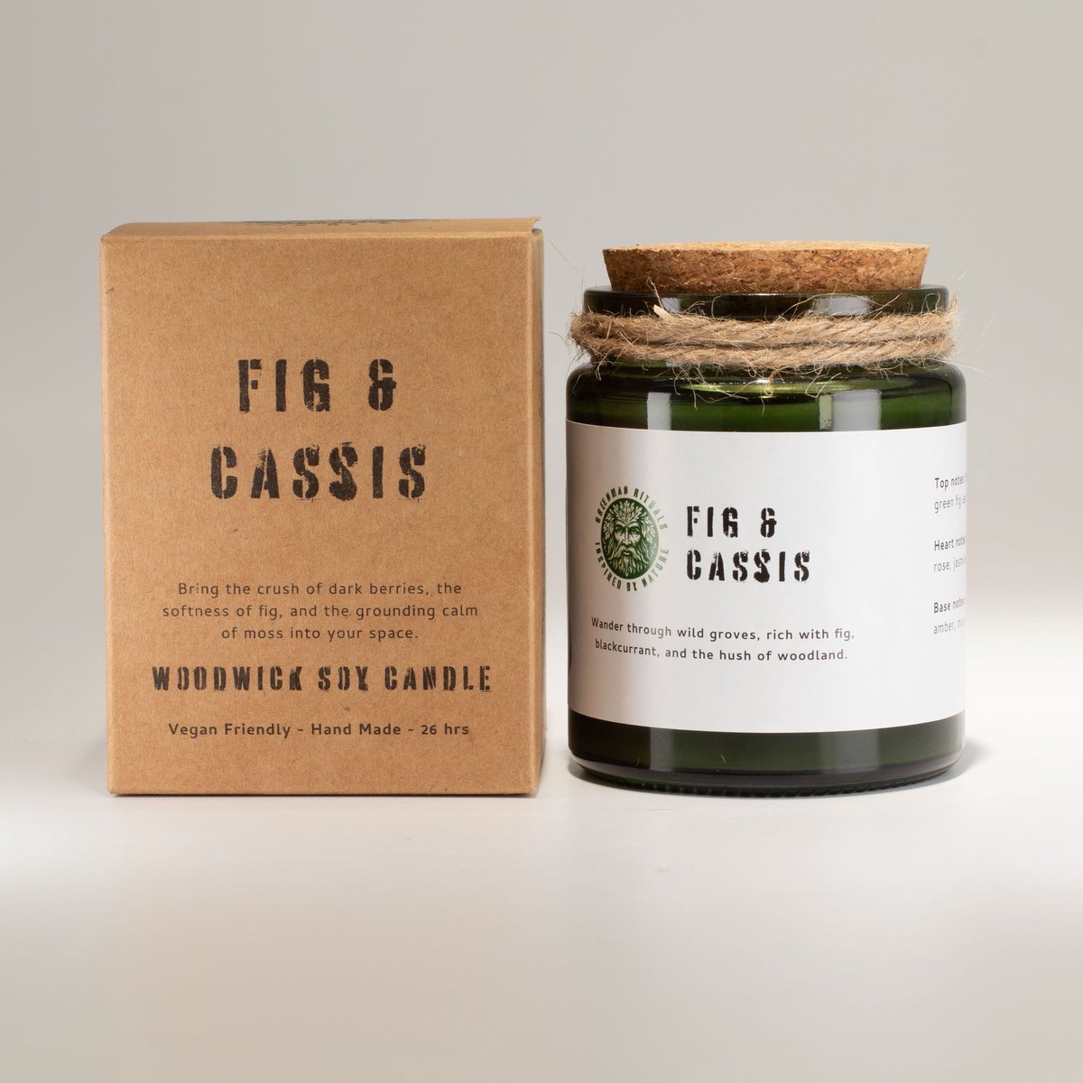 Ancient Wisdom Greenman Woodwick sojakaars - Geplette vijg & cassis