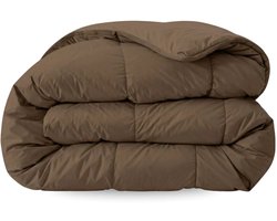 Zelesta Comfort Uni Dekbed zonder overtrek - Wasbaar Hoesloos dekbed - Met vaste overtrek - 2 in 1 - Mokka - 200x200cm
