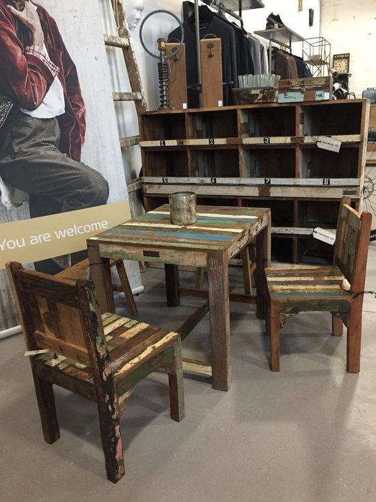 Kleurrijke Kinderstoel van Massief Gerecycled Hout - Shabby Chic Kindermeubel — afbeelding 4