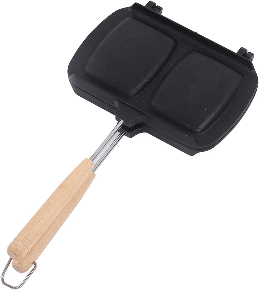 Dubbelzijdige Sandwichpan voor Gasfornuis - Anti-Aanbak Panini Pers met Afneembare Handvatten