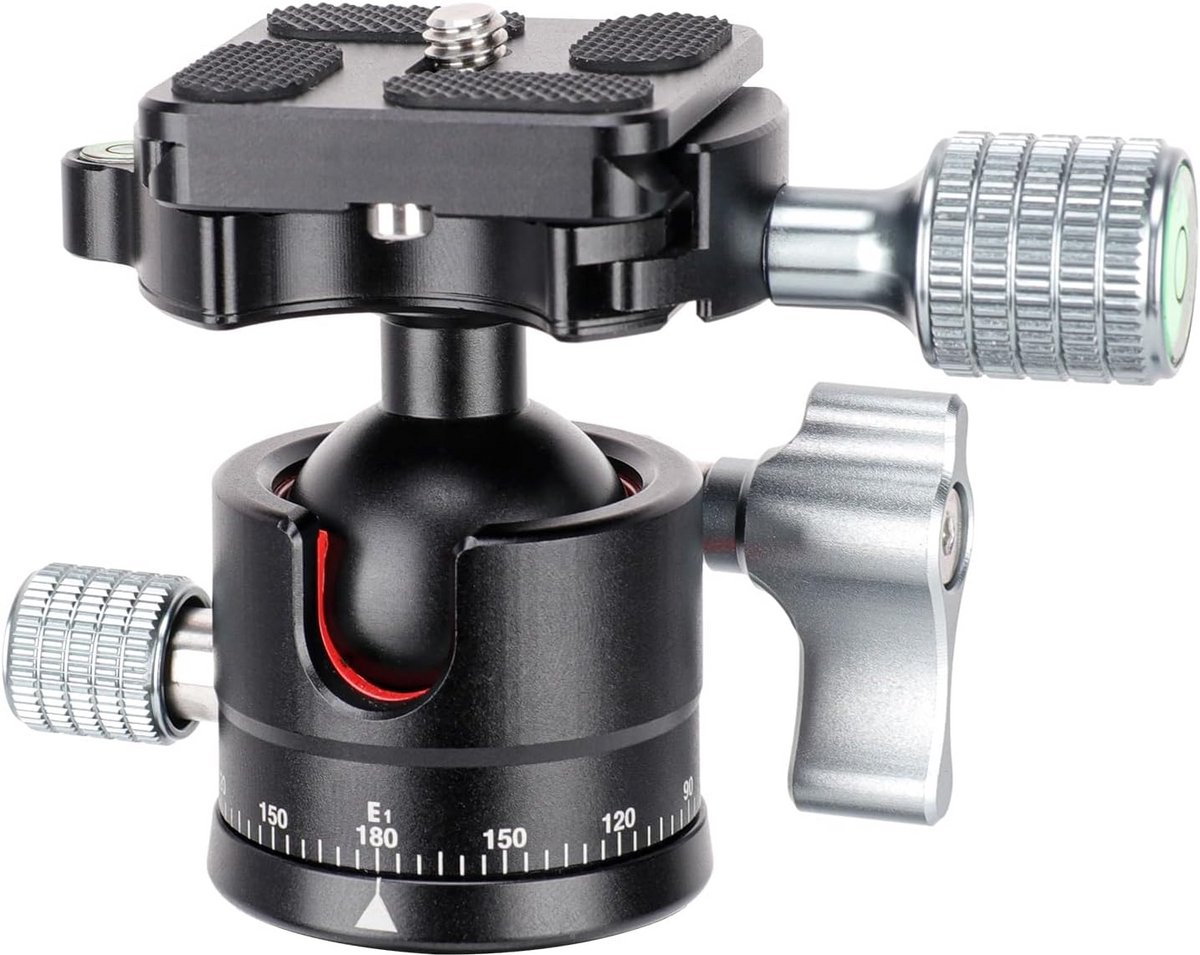 360 Graden Draaibare Statiefkop met Waterpas en 1/4'' Snelwisselsysteem voor Camera en Monopod