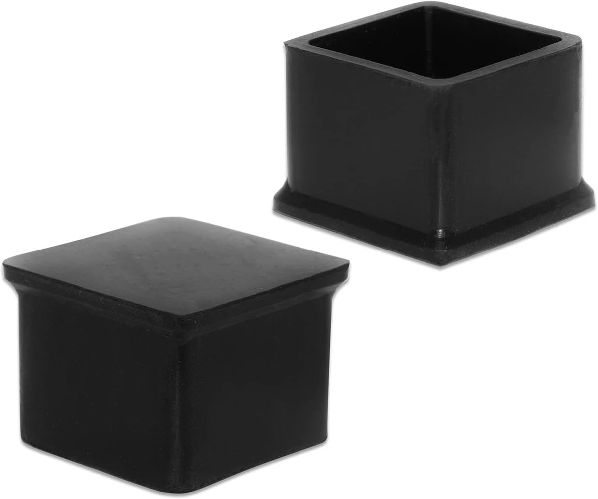 10x Vierkante Siliconen Stoelpootdoppen Zwart voor Vloerbescherming 30x30mm