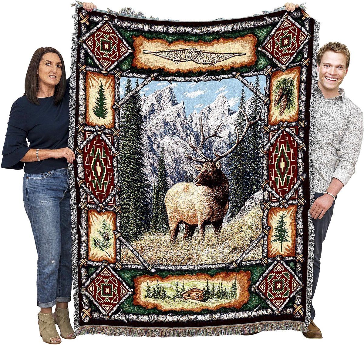 Luxe Geweven Plaid - Zachte Katoenen Deken - Landelijke Lodge Stijl