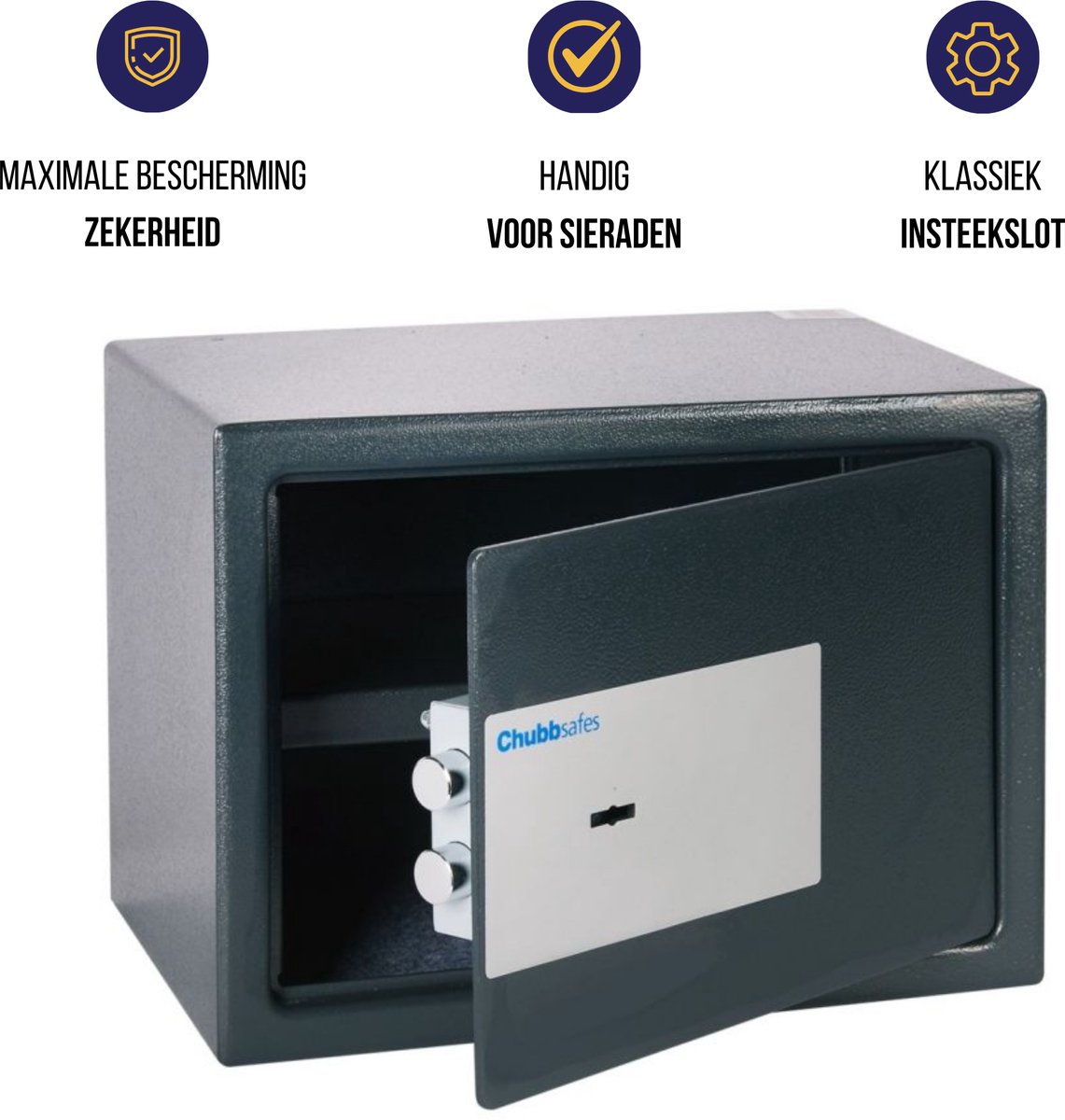 Lips Kluis - Kluis met Sleutel - Chubbsafes Air 15KL - Privekluis - 250 x 350 x 250 mm - Antraciet