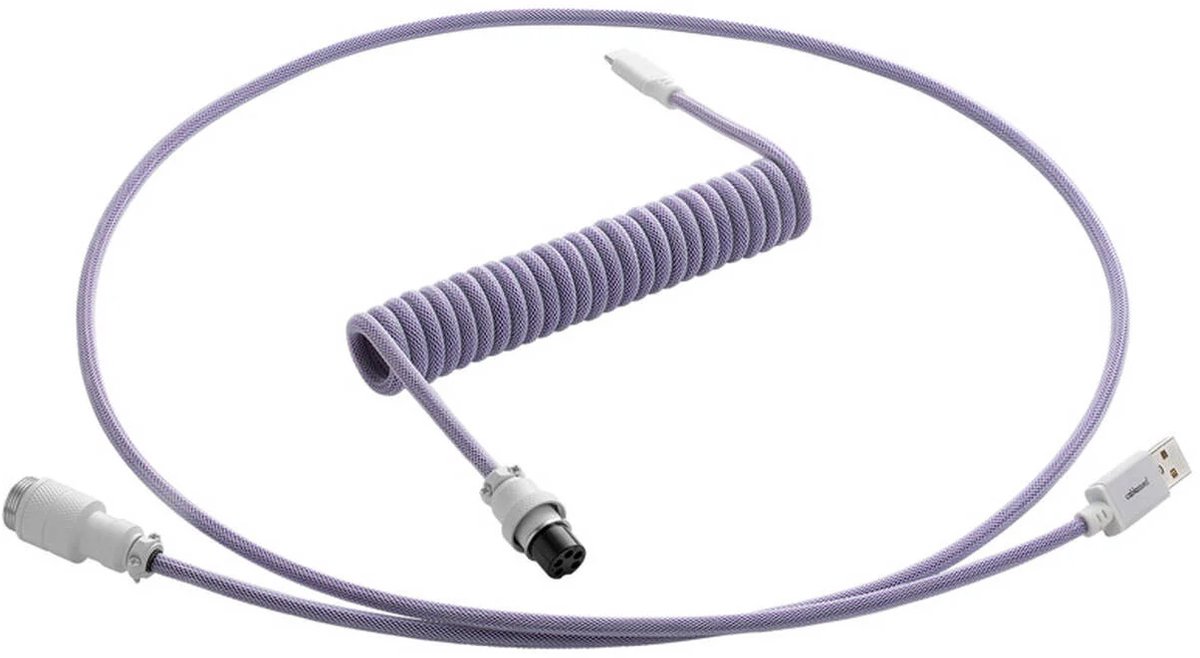 CableMod PRO Coiled Keyboard Cable - Spiraalkabel voor Mechanisch Toetsenbord - USB-C naar USB-A - Aviator Connector - 1.5 Meter - Rum Raisin (Paars)